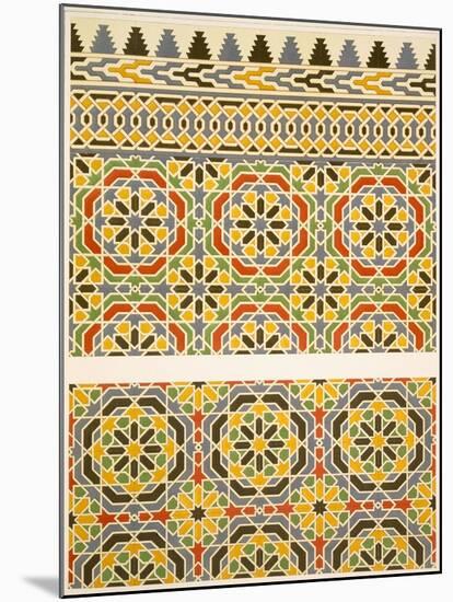 Geometric Ceramic (Faience) Decoration from the Mosque of Cheykhoun, 19th Century (Print)-Emile Prisse d'Avennes-Mounted Giclee Print