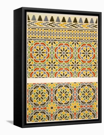 Geometric Ceramic (Faience) Decoration from the Mosque of Cheykhoun, 19th Century (Print)-Emile Prisse d'Avennes-Framed Stretched Canvas