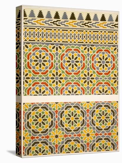 Geometric Ceramic (Faience) Decoration from the Mosque of Cheykhoun, 19th Century (Print)-Emile Prisse d'Avennes-Stretched Canvas