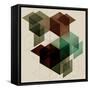 Geometric Cube Background. Eps10 with Transparency-Transfuchsian-Framed Stretched Canvas