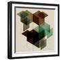 Geometric Cube Background. Eps10 with Transparency-Transfuchsian-Framed Art Print