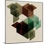 Geometric Cube Background. Eps10 with Transparency-Transfuchsian-Mounted Art Print