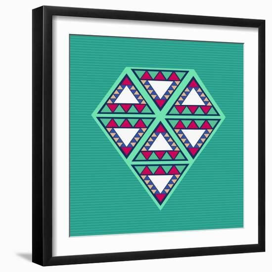 Geometric Diamond Composition-cienpies-Framed Art Print