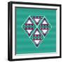 Geometric Diamond Composition-cienpies-Framed Art Print