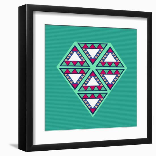 Geometric Diamond Composition-cienpies-Framed Art Print