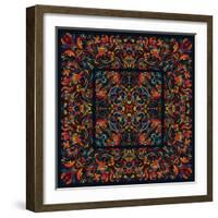 Geometric Floral Doodle with Ornate Lace Frame-Andriy Lipkan-Framed Art Print