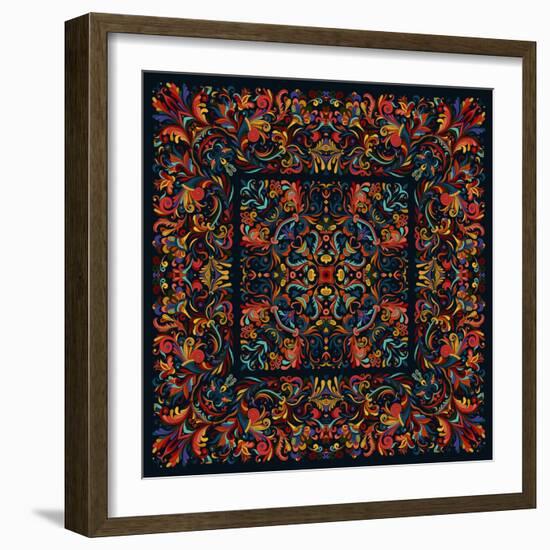Geometric Floral Doodle with Ornate Lace Frame-Andriy Lipkan-Framed Art Print