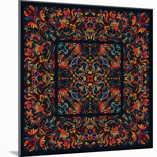 Geometric Floral Doodle with Ornate Lace Frame-Andriy Lipkan-Mounted Art Print