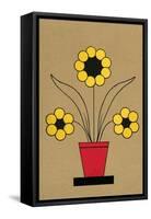 Geometric Flower in Pot-null-Framed Stretched Canvas