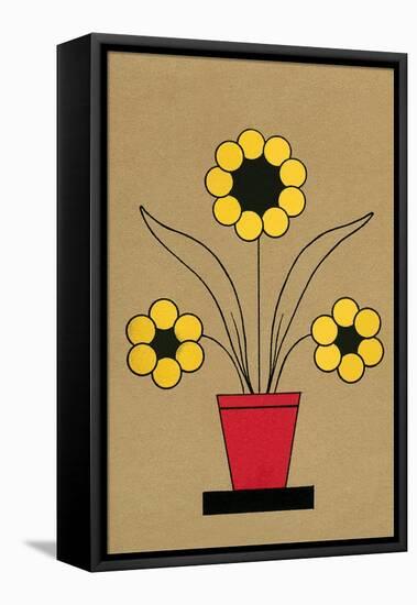 Geometric Flower in Pot-null-Framed Stretched Canvas