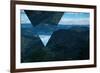 Geometric Foggy Forest Mountain Landscape-Bulgn-Framed Photographic Print