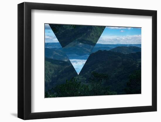 Geometric Foggy Forest Mountain Landscape-Bulgn-Framed Photographic Print