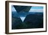 Geometric Foggy Forest Mountain Landscape-Bulgn-Framed Photographic Print