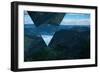 Geometric Foggy Forest Mountain Landscape-Bulgn-Framed Photographic Print