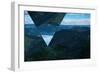 Geometric Foggy Forest Mountain Landscape-Bulgn-Framed Photographic Print