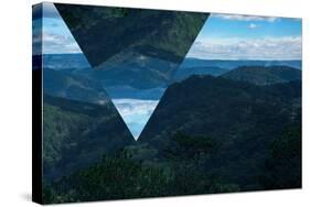 Geometric Foggy Forest Mountain Landscape-Bulgn-Stretched Canvas