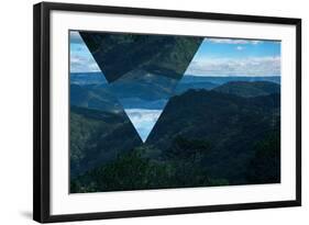 Geometric Foggy Forest Mountain Landscape-Bulgn-Framed Photographic Print