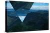 Geometric Foggy Forest Mountain Landscape-Bulgn-Stretched Canvas