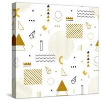Geometric Gold Pattern for Fashion and Wallpaper. Memphis Style for Fashion.-Fay Francevna-Stretched Canvas