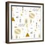 Geometric Gold Pattern for Fashion and Wallpaper. Memphis Style for Fashion.-Fay Francevna-Framed Art Print