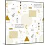 Geometric Gold Pattern for Fashion and Wallpaper. Memphis Style for Fashion.-Fay Francevna-Mounted Art Print