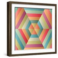 Geometric Hexagon Op Illusion-AnaMarques-Framed Art Print