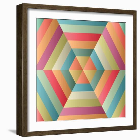 Geometric Hexagon Op Illusion-AnaMarques-Framed Art Print