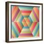 Geometric Hexagon Op Illusion-AnaMarques-Framed Art Print