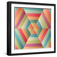Geometric Hexagon Op Illusion-AnaMarques-Framed Art Print