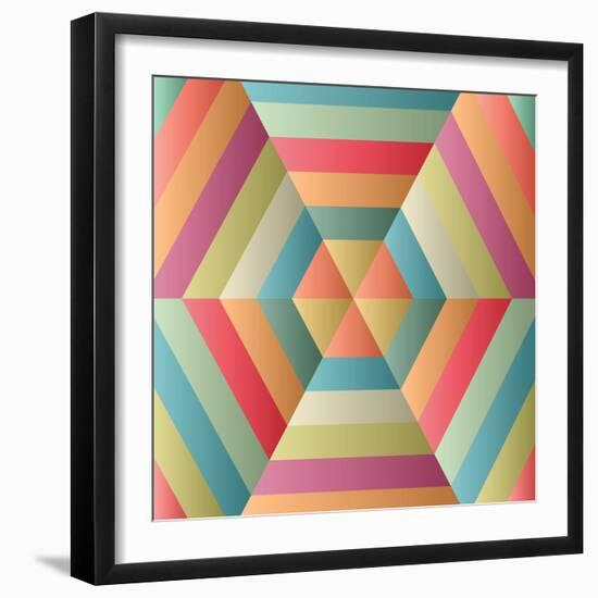 Geometric Hexagon Op Illusion-AnaMarques-Framed Art Print