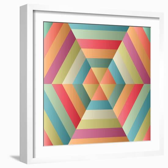 Geometric Hexagon Op Illusion-AnaMarques-Framed Art Print