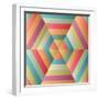 Geometric Hexagon Op Illusion-AnaMarques-Framed Art Print