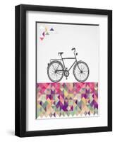 Geometric Hipster Bicycle-cienpies-Framed Art Print