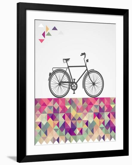 Geometric Hipster Bicycle-cienpies-Framed Art Print