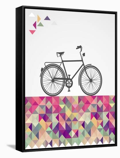 Geometric Hipster Bicycle-cienpies-Framed Stretched Canvas