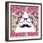 Geometric Hipster Face-cienpies-Framed Art Print