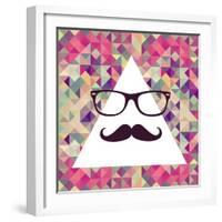 Geometric Hipster Face-cienpies-Framed Art Print