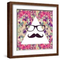 Geometric Hipster Face-cienpies-Framed Art Print