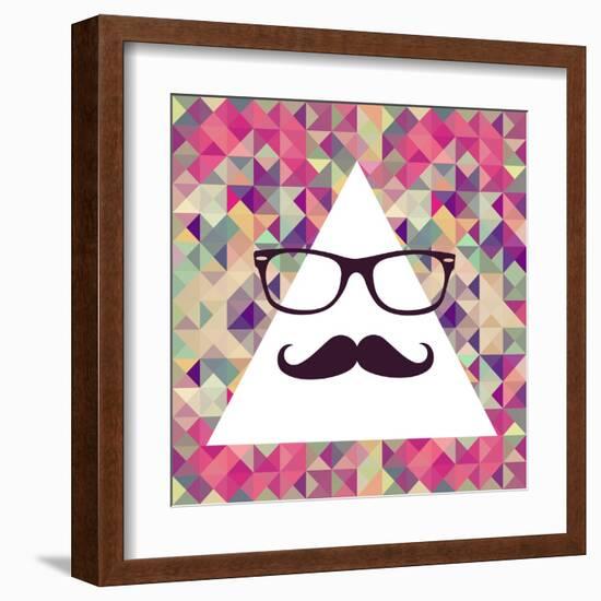 Geometric Hipster Face-cienpies-Framed Art Print