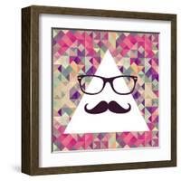 Geometric Hipster Face-cienpies-Framed Art Print