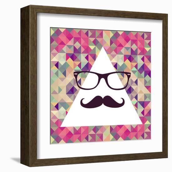 Geometric Hipster Face-cienpies-Framed Art Print