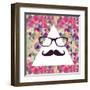 Geometric Hipster Face-cienpies-Framed Art Print