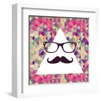 Geometric Hipster Face-cienpies-Framed Art Print