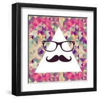 Geometric Hipster Face-cienpies-Framed Art Print