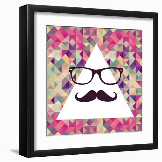 Geometric Hipster Face-cienpies-Framed Art Print