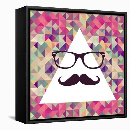 Geometric Hipster Face-cienpies-Framed Stretched Canvas