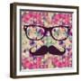 Geometric Hipster Face-cienpies-Framed Art Print