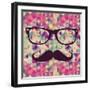 Geometric Hipster Face-cienpies-Framed Art Print