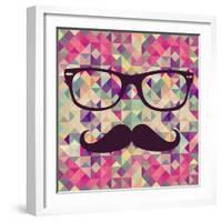 Geometric Hipster Face-cienpies-Framed Art Print