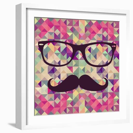 Geometric Hipster Face-cienpies-Framed Art Print